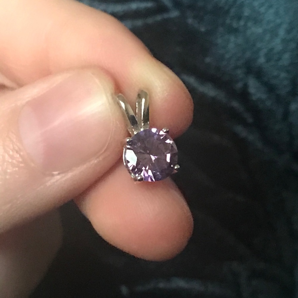 Vivid purple solitaire stud necklace